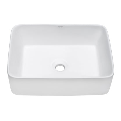 Ruvati 19 x 14 inch Bathroom Vessel Sink White Rectangular Above Vanity Counter Porcelain Ceramic - RVB1915