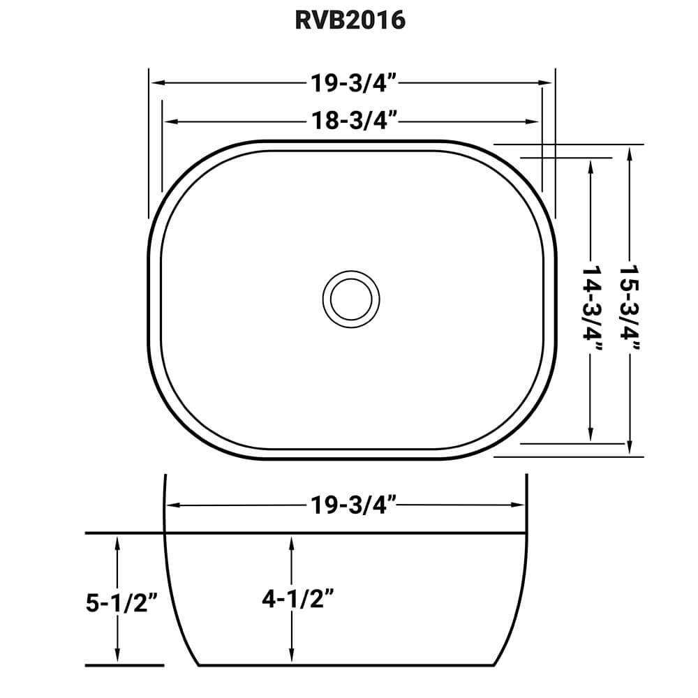 Ruvati 20 x 16 inch Bathroom Vessel Sink Decorative Art Above Vanity Counter Ceramic - RVB2016