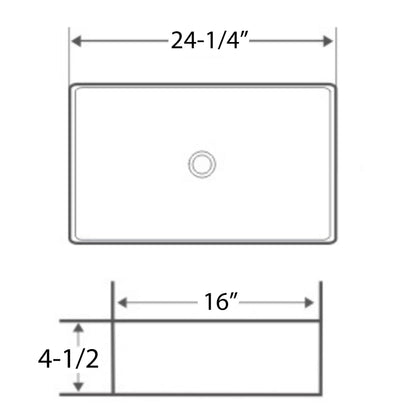 Ruvati 24 x 16 inch Bathroom Vessel Sink White Rectangular Above Counter Porcelain Ceramic - RVB2416