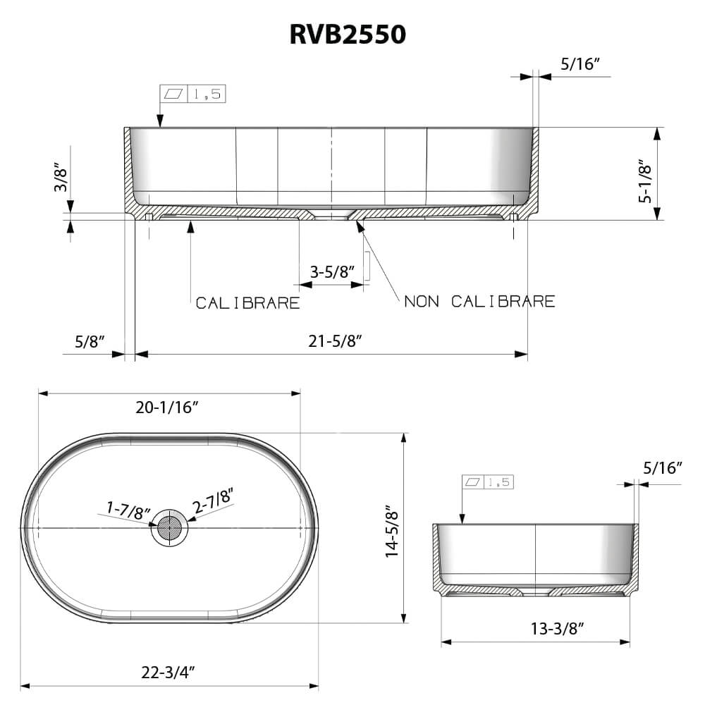 Ruvati 23-inch epiStone Solid Surface Modern Bathroom Vessel Sink - RVB2550