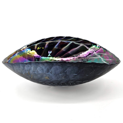 Ruvati 19 inch Murano Glass Art Vessel Seashell Decorative Pattern Bathroom Sink - Cosmic Black - RVB3048