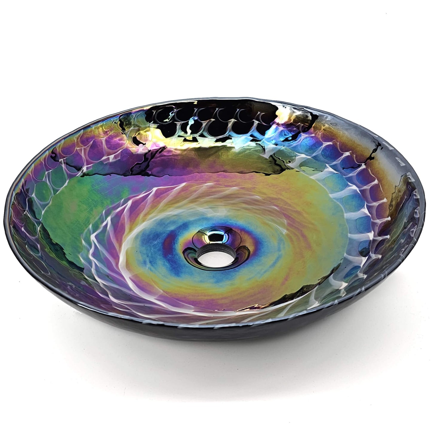 Ruvati 16 inch Murano Glass Art Vessel Circle Decorative Pattern Bathroom Sink