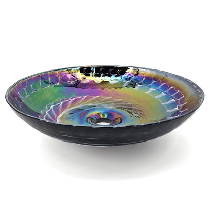 Ruvati 16 inch Murano Glass Art Vessel Circle Decorative Pattern Bathroom Sink