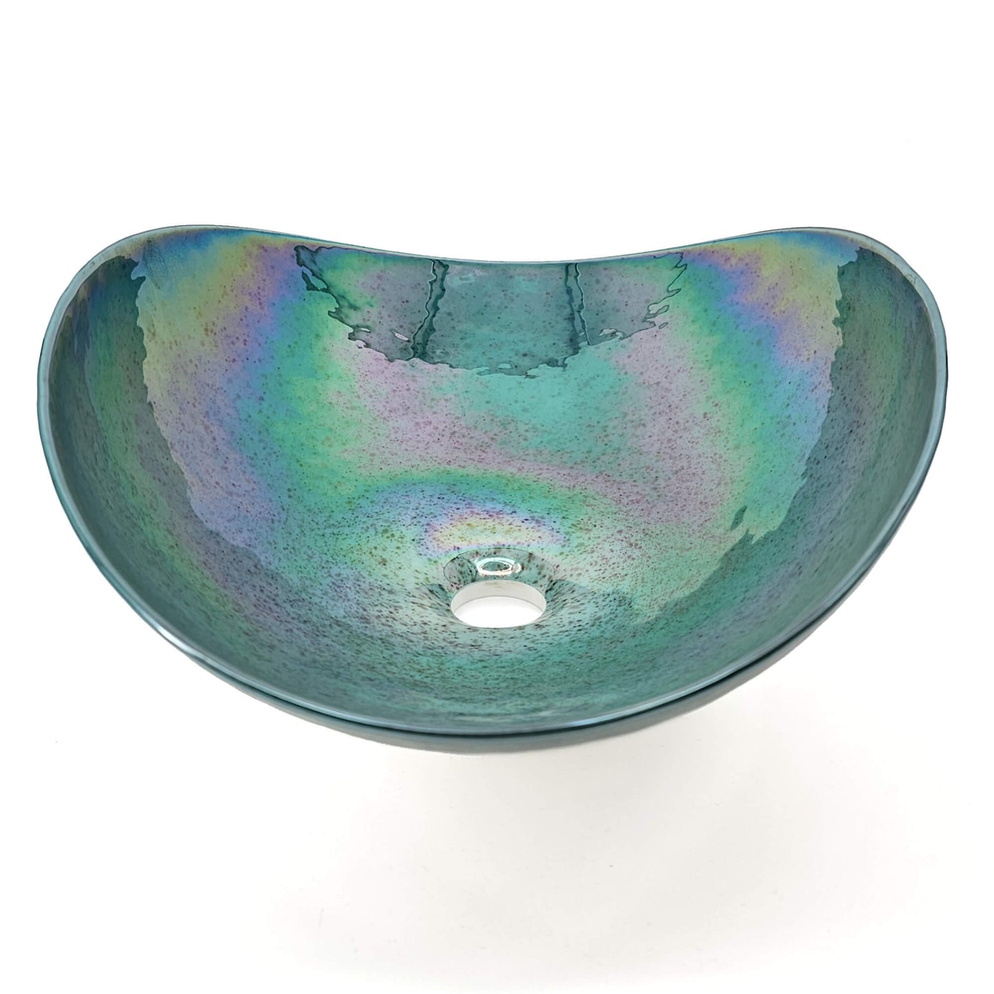 Ruvati 19 inch Murano Glass Art Vessel Seashell Decorative Pattern Bathroom Sink - Seafoam Green - RVB3056