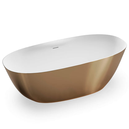 Ruvati 71-inch Matte Gold and White epiStone Solid Surface Freestanding Bath Tub Sinatra - RVB6788GW