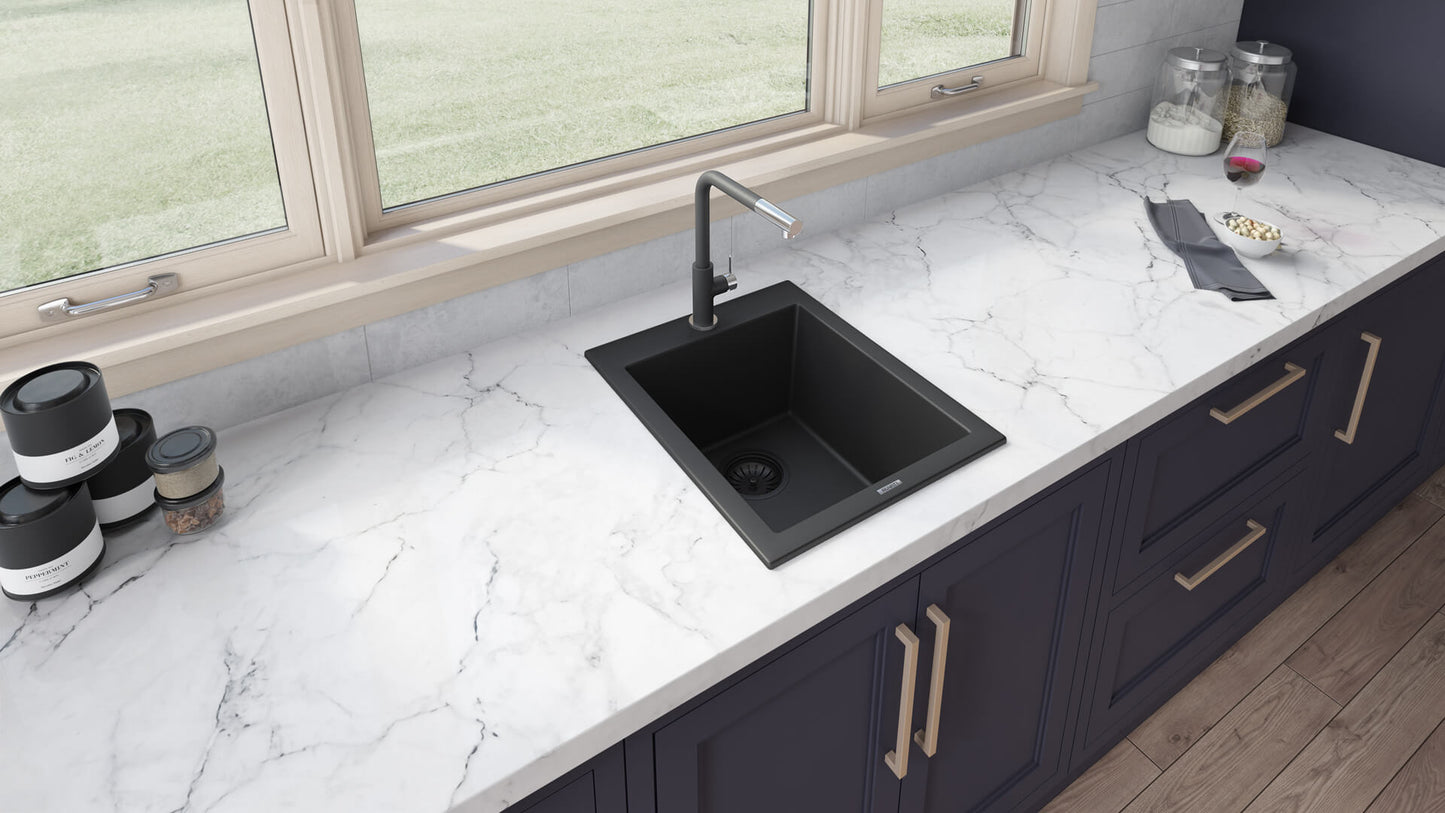 Ruvati 18 x 20 inch epiGranite Drop-in Topmount Granite Composite Single Bowl Wet Bar Prep Sink - RVG1018