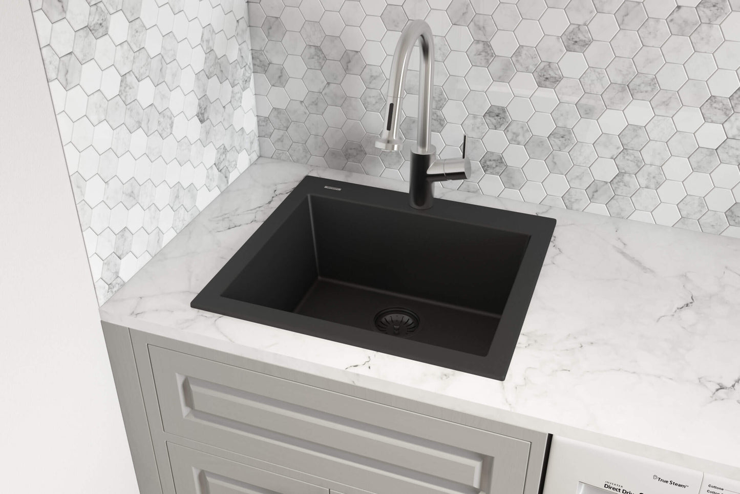 Ruvati 22 x 20 inch epiGranite Drop-in Topmount Granite Composite Single Bowl Kitchen Sink - RVG1022