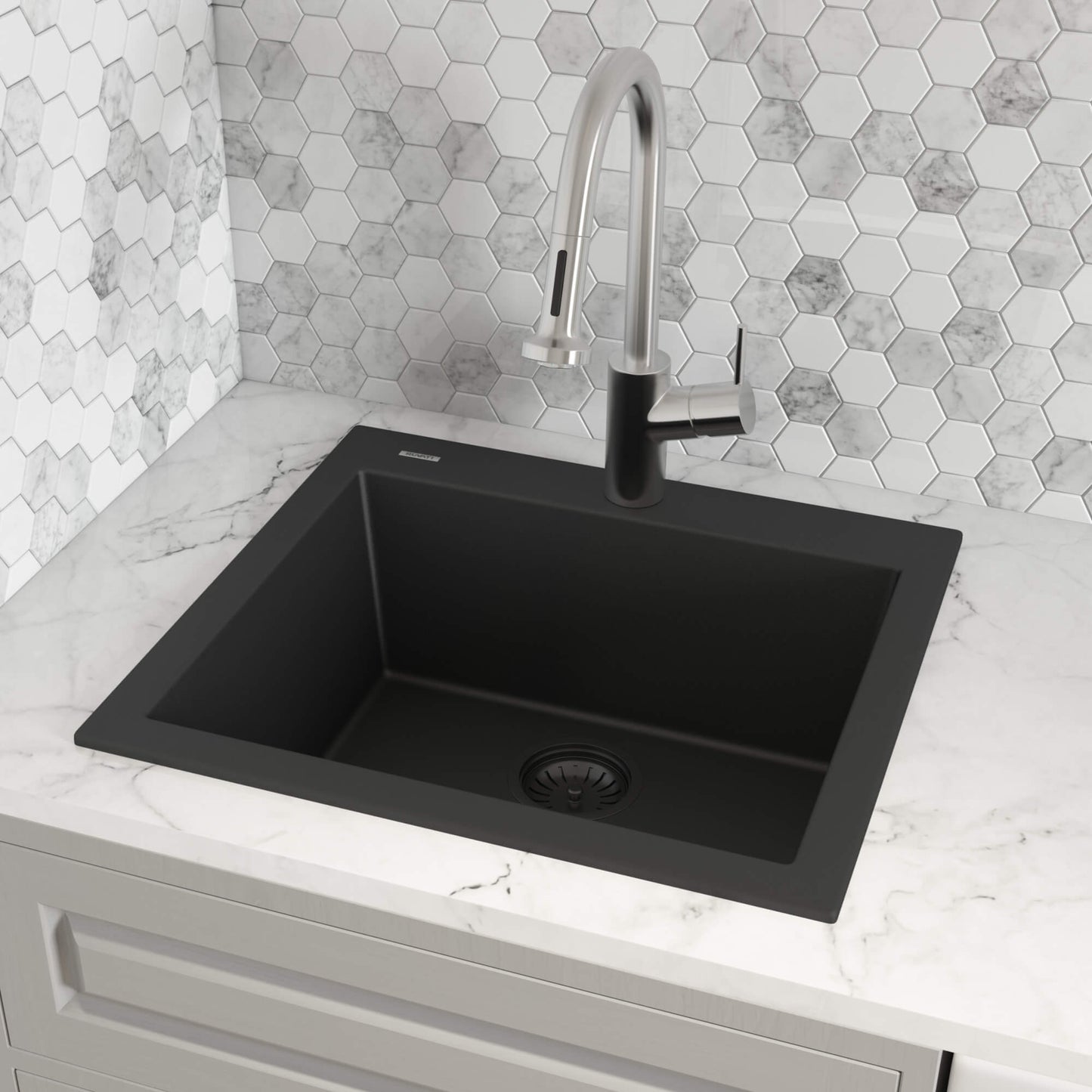 Ruvati 22 x 20 inch epiGranite Drop-in Topmount Granite Composite Single Bowl Kitchen Sink - RVG1022