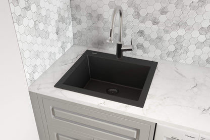 Ruvati 23 x 20 inch epiGranite Drop-in Topmount Granite Composite Single Bowl Kitchen Sink - RVG1023