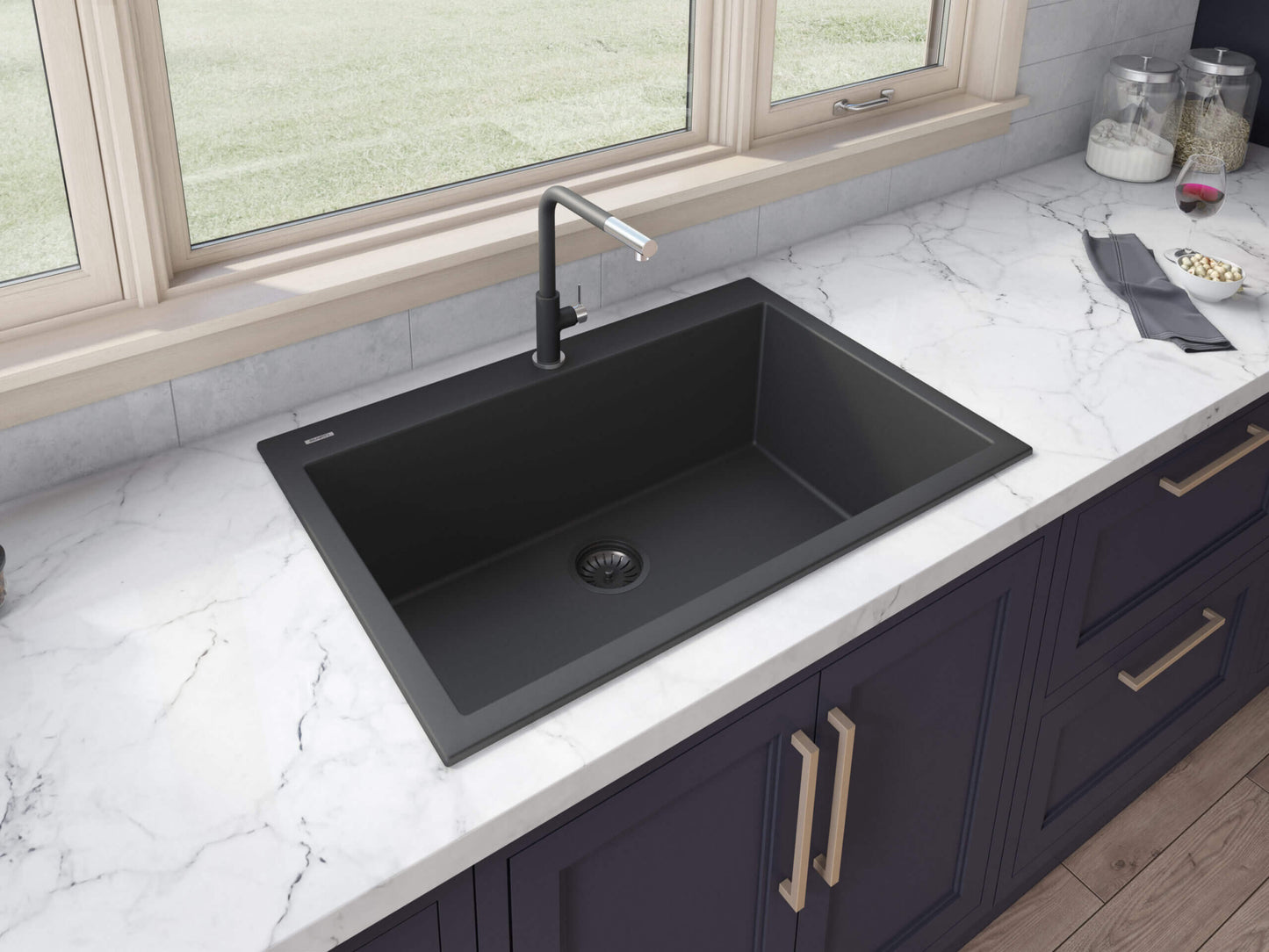 Ruvati 27 x 20 inch Drop-in Topmount Granite Composite Single Bowl Kitchen Sink - RVG1027