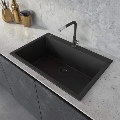 Ruvati 27 x 20 inch Drop-in Topmount Granite Composite Single Bowl Kitchen Sink - RVG1027