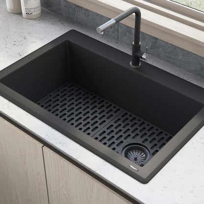 Ruvati 33 x 22 inch epiGranite Drop-in Topmount Granite Composite Single Bowl Kitchen Sink - RVG1033