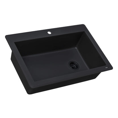 Ruvati 33 x 22 inch epiGranite Drop-in Topmount Granite Composite Single Bowl Kitchen Sink - RVG1033