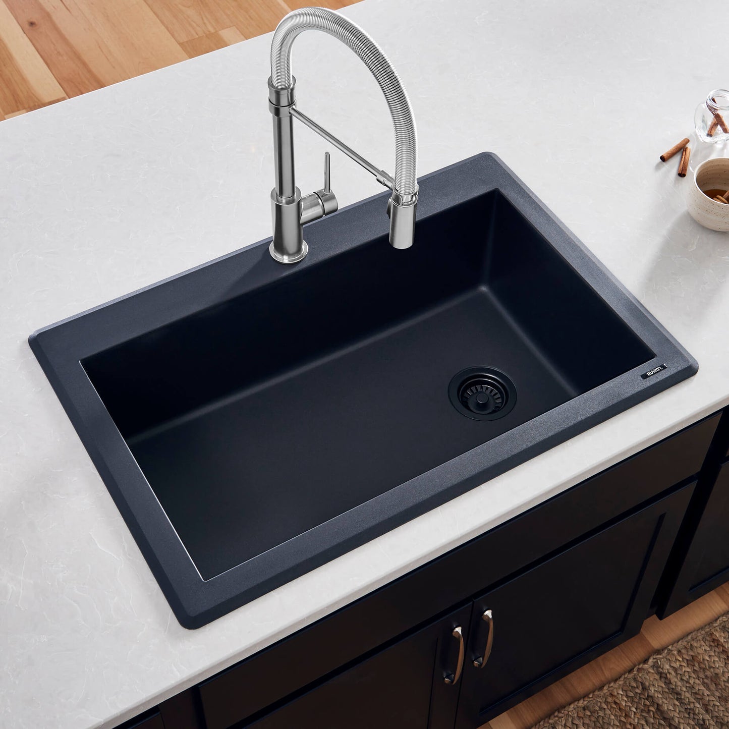 Ruvati 33 x 22 inch epiGranite Drop-in Topmount Granite Composite Single Bowl Kitchen Sink - RVG1033