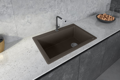 Ruvati 33 x 22 inch epiGranite Drop-in Topmount Granite Composite Single Bowl Kitchen Sink - RVG1033