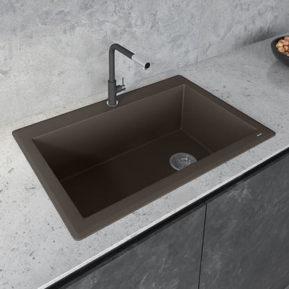 Ruvati 33 x 22 inch epiGranite Drop-in Topmount Granite Composite Single Bowl Kitchen Sink - RVG1033