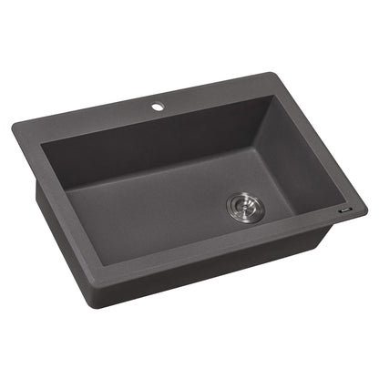 Ruvati 33 x 22 inch epiGranite Drop-in Topmount Granite Composite Single Bowl Kitchen Sink - RVG1033