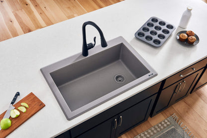 Ruvati 33 x 22 inch epiGranite Drop-in Topmount Granite Composite Single Bowl Kitchen Sink - RVG1033