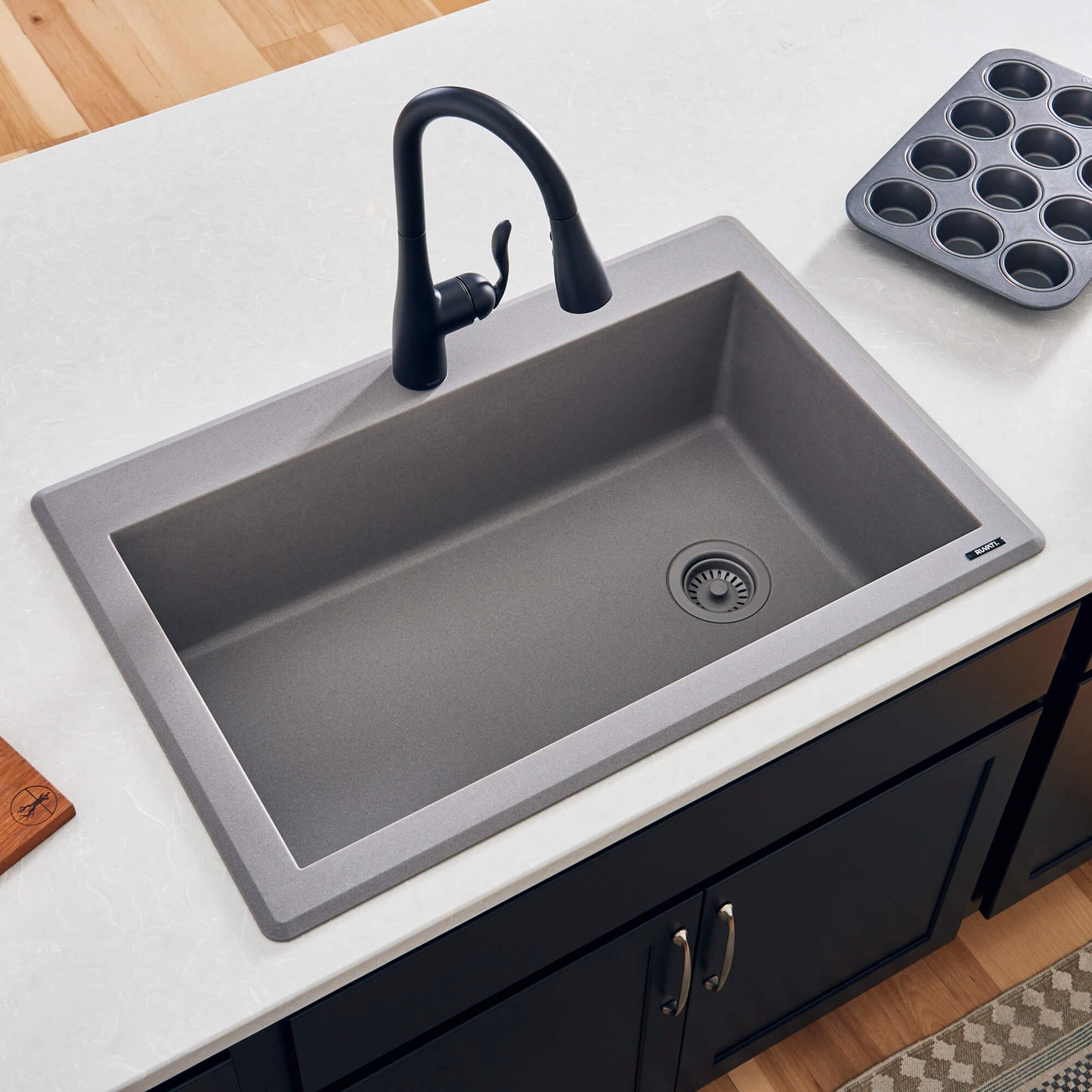 Ruvati 33 x 22 inch epiGranite Drop-in Topmount Granite Composite Single Bowl Kitchen Sink - RVG1033