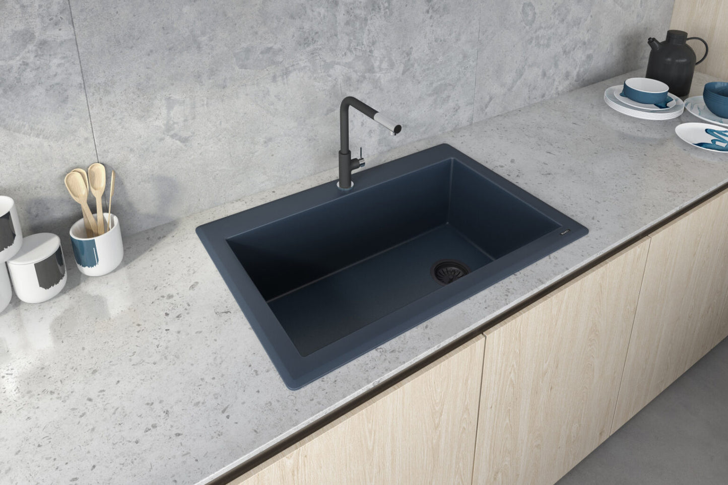 Ruvati 33 x 22 inch epiGranite Drop-in Topmount Granite Composite Single Bowl Kitchen Sink - RVG1033