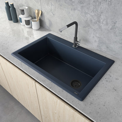 Ruvati 33 x 22 inch epiGranite Drop-in Topmount Granite Composite Single Bowl Kitchen Sink - RVG1033