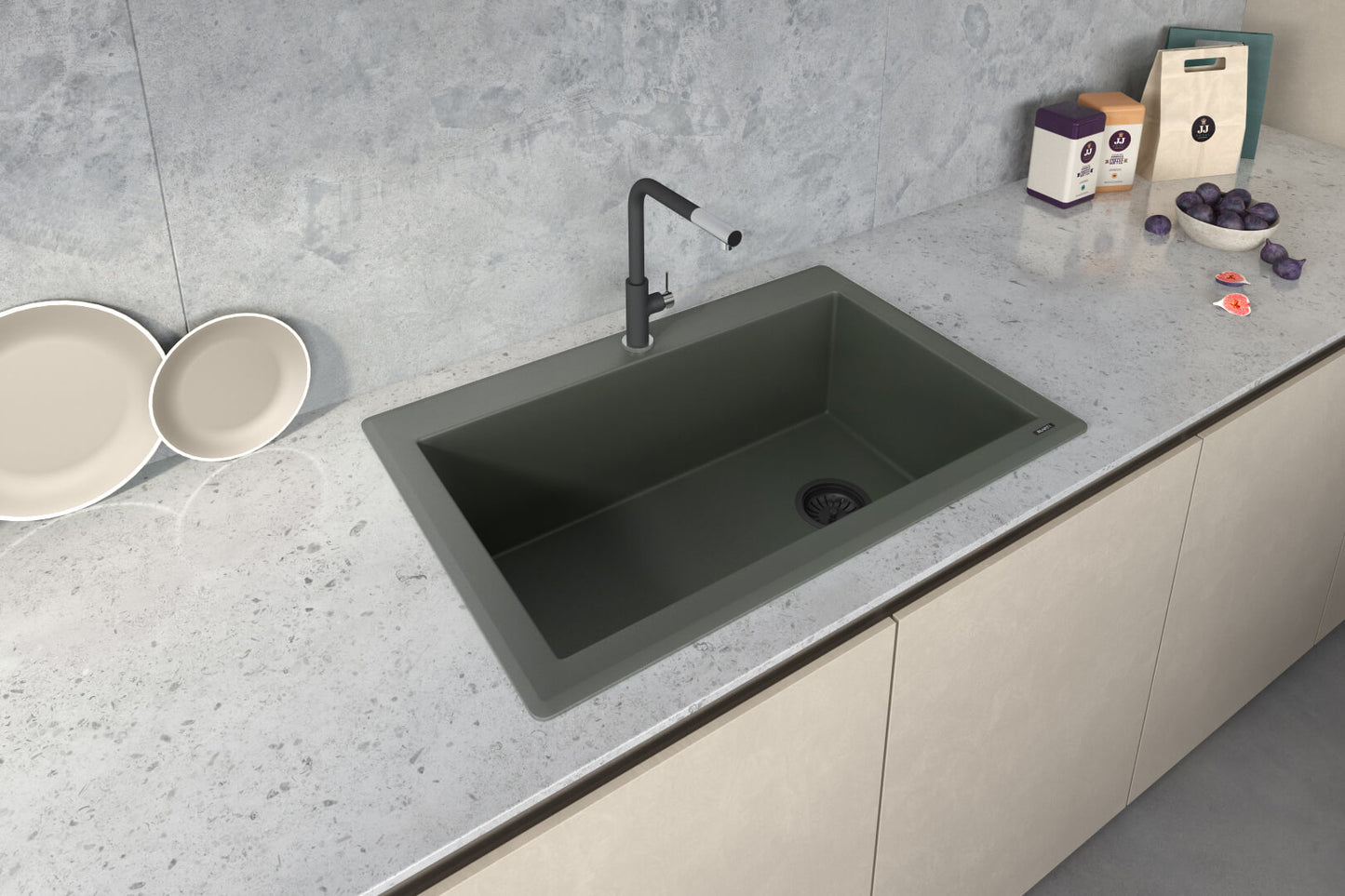 Ruvati 33 x 22 inch epiGranite Drop-in Topmount Granite Composite Single Bowl Kitchen Sink - RVG1033