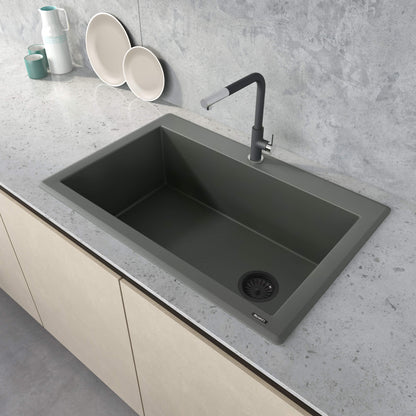 Ruvati 33 x 22 inch epiGranite Drop-in Topmount Granite Composite Single Bowl Kitchen Sink - RVG1033