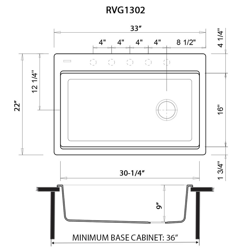 Ruvati 33-inch Granite Composite Workstation Drop-in Topmount Kitchen Sink - RVG1302