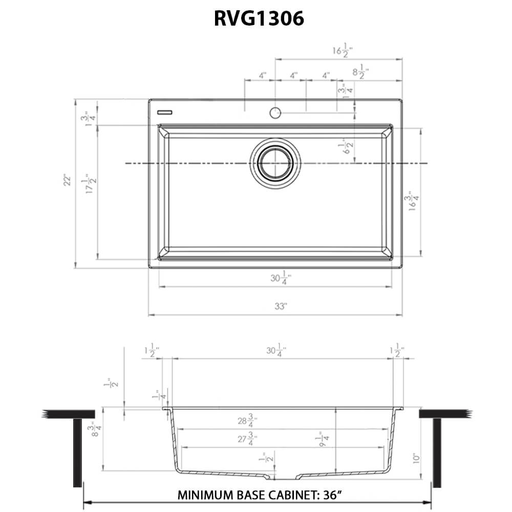 Ruvati 33-inch Granite Composite Workstation Drop-in Topmount Kitchen Sink - RVG1306