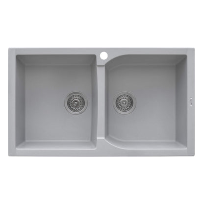 Ruvati 34 x 20 inch epiGranite Dual-Mount Granite Composite Double Bowl Kitchen Sink - RVG1319