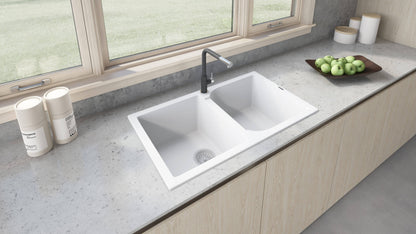 Ruvati 34 x 20 inch epiGranite Dual-Mount Granite Composite Double Bowl Kitchen Sink - RVG1319