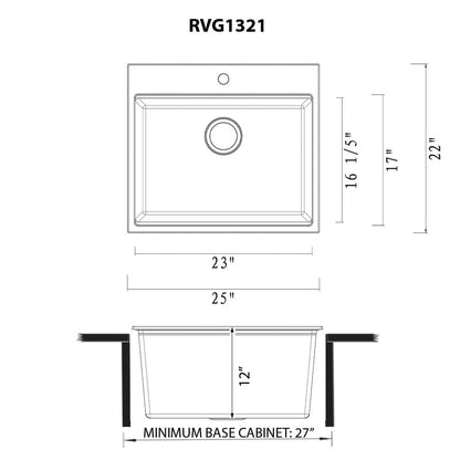 Ruvati 25-inch epiRock Workstation  Top Mount Laundry Sink - RVG1321