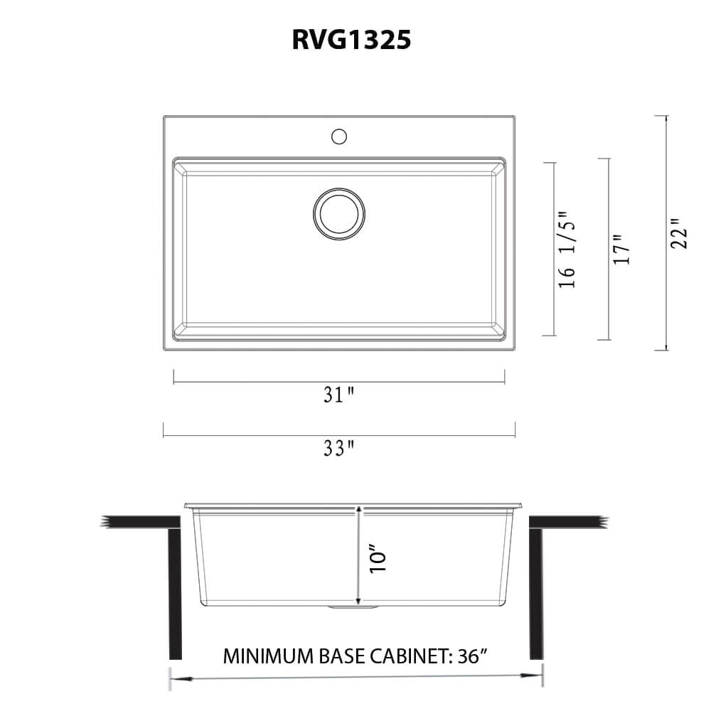 Ruvati 33-inch epiRock Workstation Topmount Kitchen Sink - RVG1325