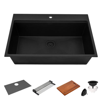 Ruvati 33-inch epiRock Workstation Topmount Kitchen Sink - RVG1325