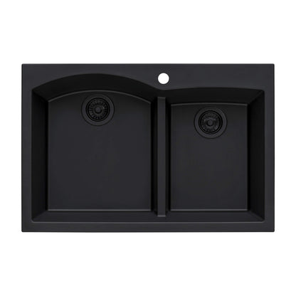 Ruvati 33 x 22 inch epiGranite Drop-in Topmount Granite Composite Double Bowl Kitchen Sink - RVG1345