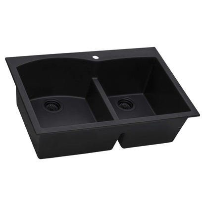 Ruvati 33 x 22 inch epiGranite Drop-in Topmount Granite Composite Double Bowl Kitchen Sink - RVG1345