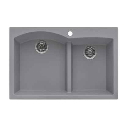 Ruvati 33 x 22 inch epiGranite Drop-in Topmount Granite Composite Double Bowl Kitchen Sink - RVG1345