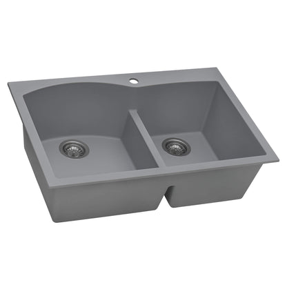 Ruvati 33 x 22 inch epiGranite Drop-in Topmount Granite Composite Double Bowl Kitchen Sink - RVG1345