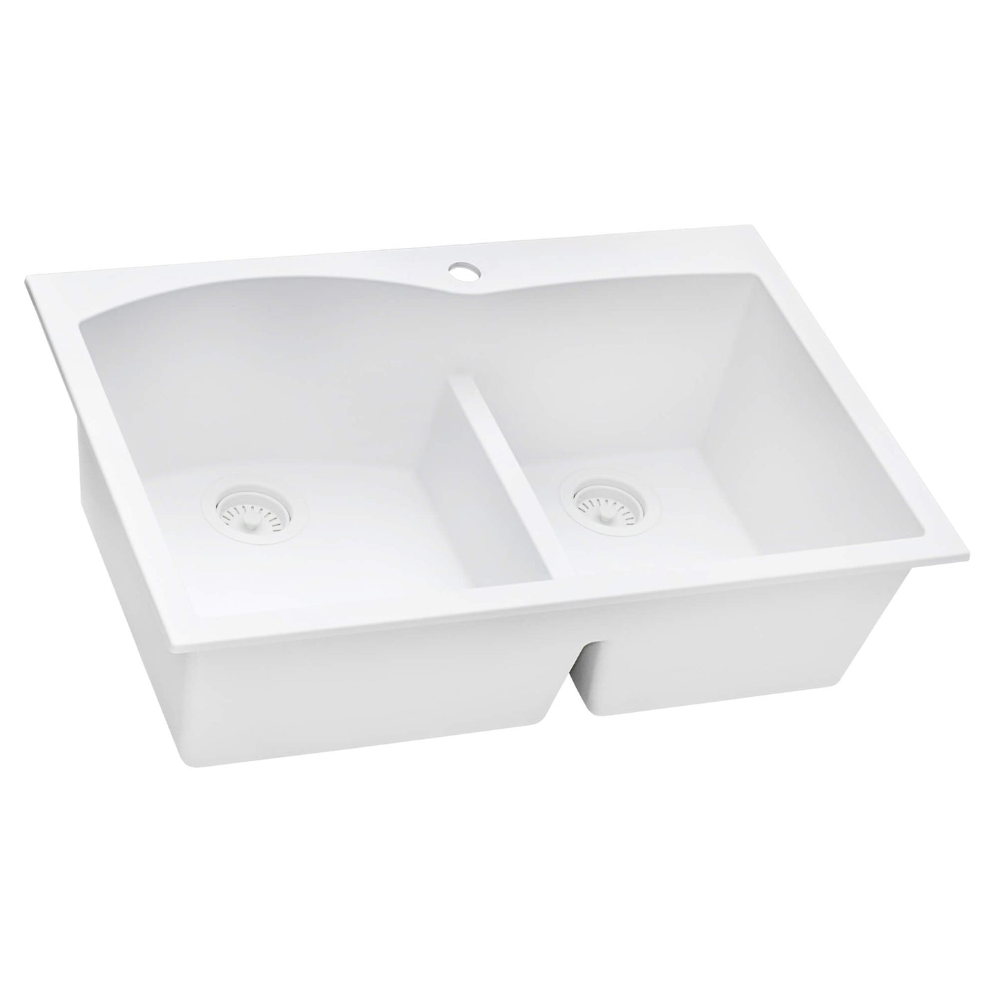 Ruvati 33 x 22 inch epiGranite Drop-in Topmount Granite Composite Double Bowl Kitchen Sink - RVG1345