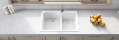 Ruvati 33 x 22 inch epiGranite Drop-in Topmount Granite Composite Double Bowl Kitchen Sink - RVG1345