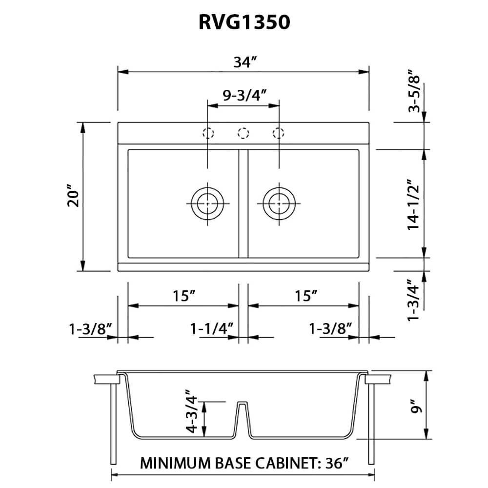 Ruvati 34 inch epiGranite Topmount Workstation Ledge Granite Composite Kitchen Sink - RVG1350