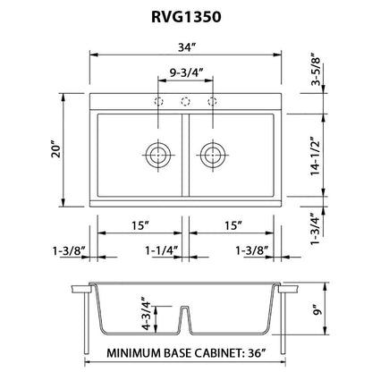 Ruvati 34 inch epiGranite Topmount Workstation Ledge Granite Composite Kitchen Sink - RVG1350