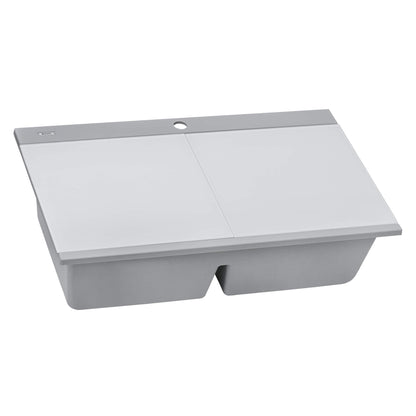 Ruvati 34 inch epiGranite Topmount Workstation Ledge Granite Composite Kitchen Sink - RVG1350