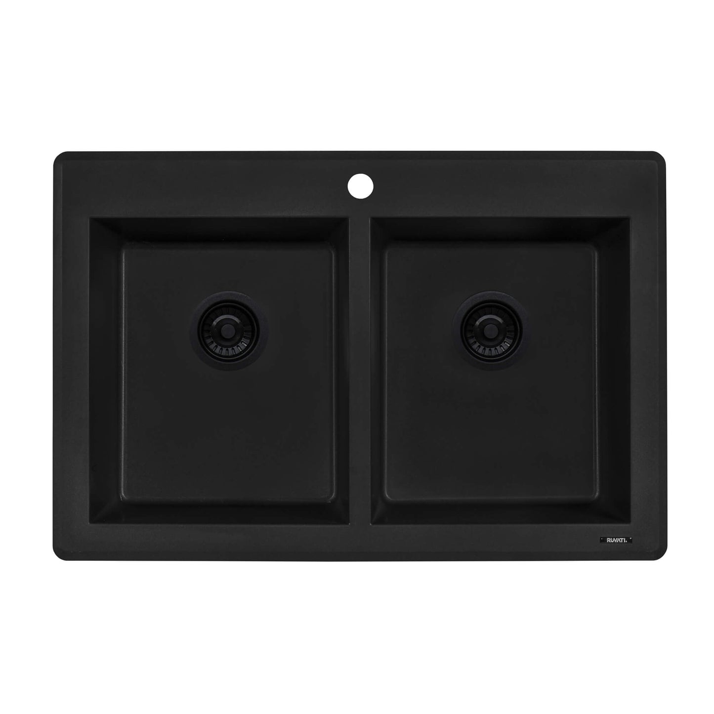 Ruvati 33 x 22 inch epiGranite Dual-Mount Granite Composite Double Bowl Kitchen Sink - RVG1388