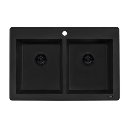 Ruvati 33 x 22 inch epiGranite Dual-Mount Granite Composite Double Bowl Kitchen Sink - RVG1388