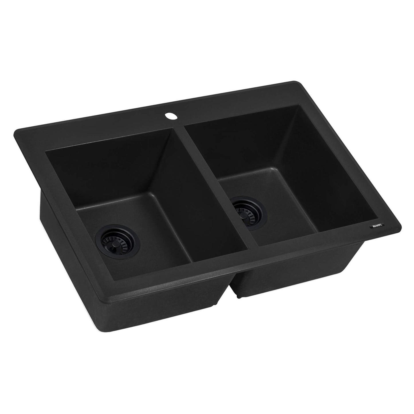 Ruvati 33 x 22 inch epiGranite Dual-Mount Granite Composite Double Bowl Kitchen Sink - RVG1388