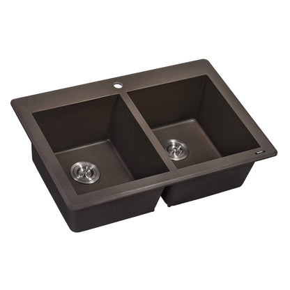 Ruvati 33 x 22 inch epiGranite Dual-Mount Granite Composite Double Bowl Kitchen Sink - RVG1388