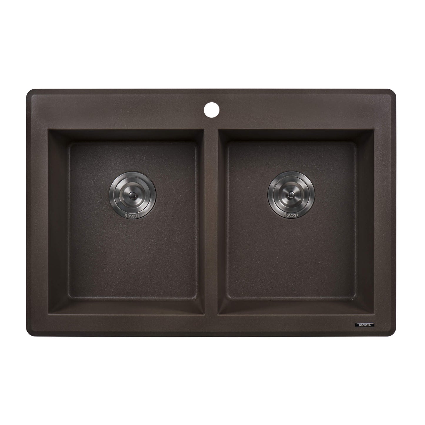 Ruvati 33 x 22 inch epiGranite Dual-Mount Granite Composite Double Bowl Kitchen Sink - RVG1388