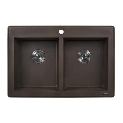 Ruvati 33 x 22 inch epiGranite Dual-Mount Granite Composite Double Bowl Kitchen Sink - RVG1388