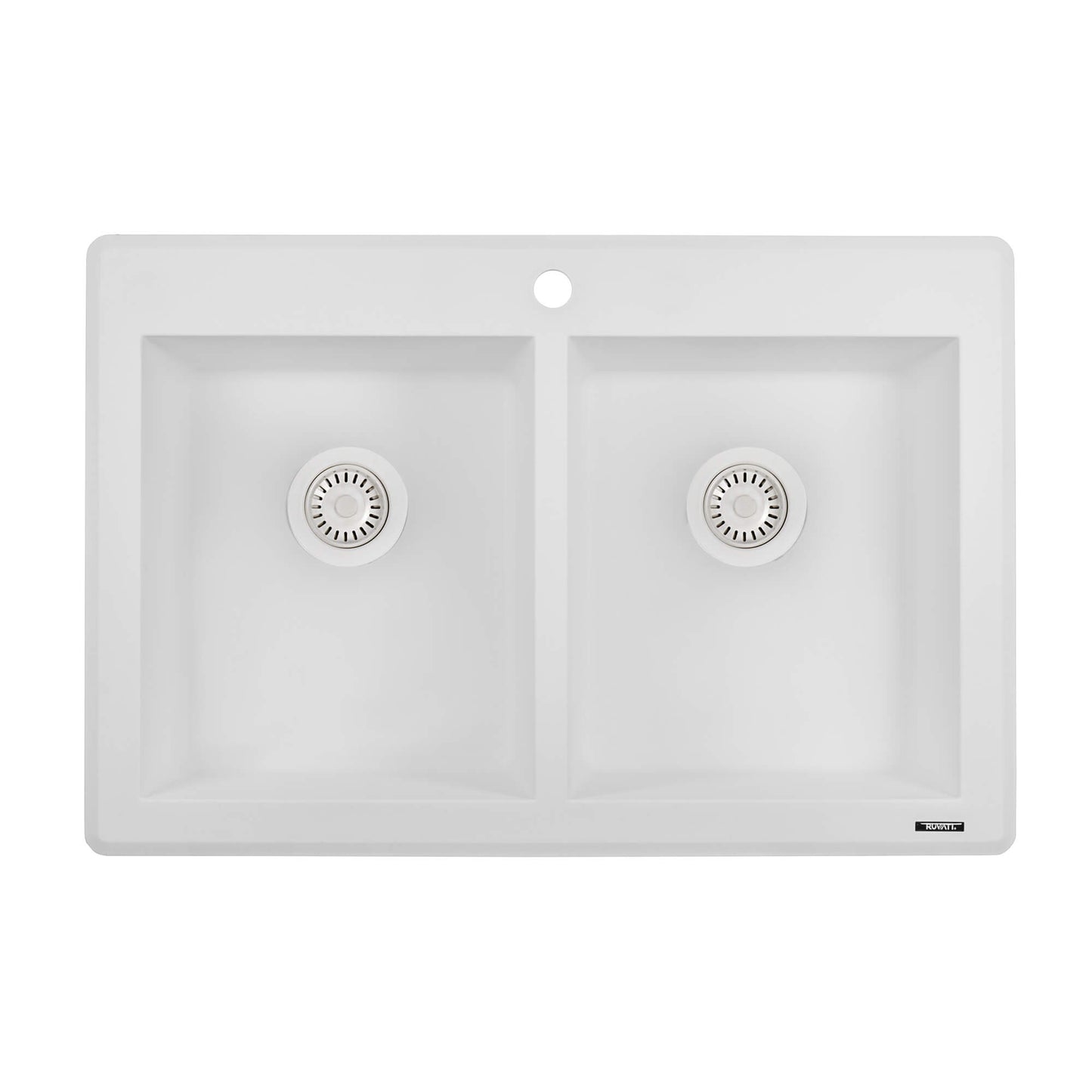 Ruvati 33 x 22 inch epiGranite Dual-Mount Granite Composite Double Bowl Kitchen Sink - RVG1388